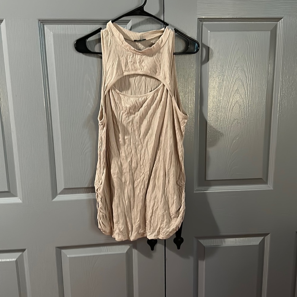 Cream high neck sleeveless top